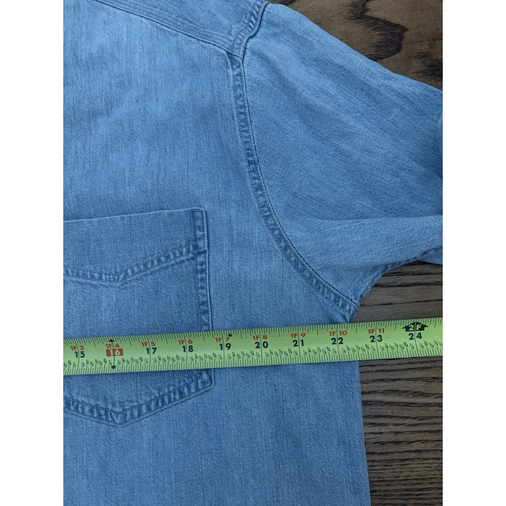 Vintage 90d Gap Men's Small 10% Cotton Indigo Blue Denim Long Sleeve Shirt - Picture 4 of 6